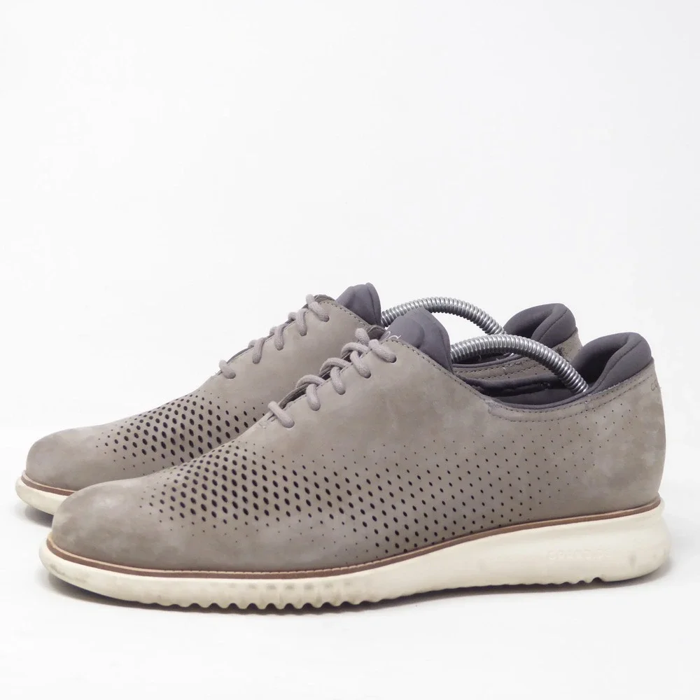 Cole Haan Mens 2.ZeroGrand Laser Wingtip Oxford Shoes Grey C23814 Size 10M